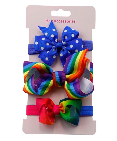 

hair accessories parry born girls headband kids colorful elastic 3pcs baby bowknot hairband set, Slivery;white