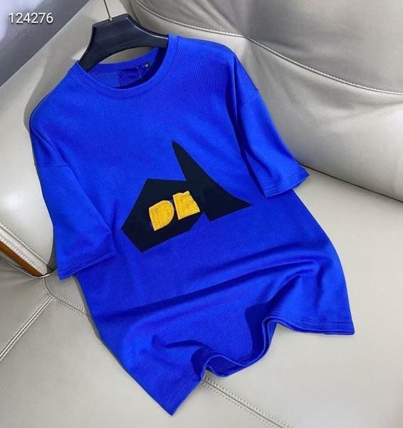 

2121 early spring new letter paste cloth embroidered round neck loose short sleeve t-shirt backing shirt for men and women with large, White