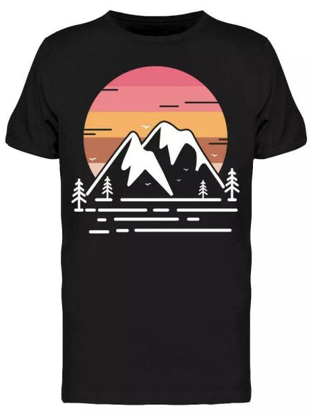 

mountain landscape in the sunset tee men's -image by shutterstock, White;black