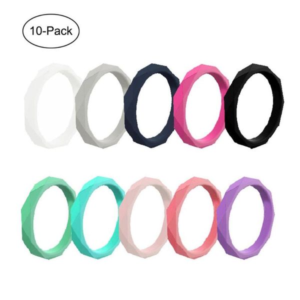 

cluster rings simple rhombus ring european and american outdoor sports silicone couple 10pcs, Golden;silver