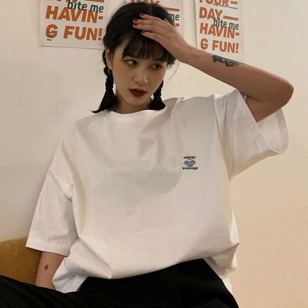 

women's t-shirt graphic pulovers loose t shirt summer korean short sleeve plus size white casual clothes fashion aesthetic