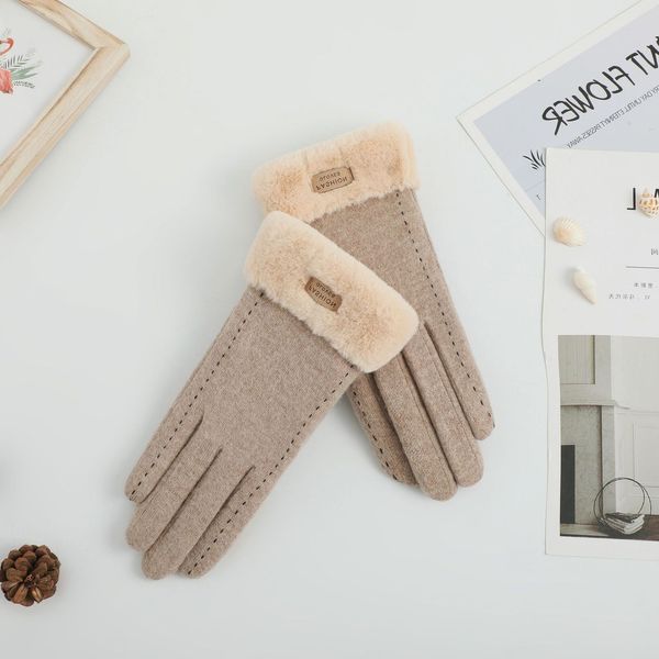 

cashmere gloves women' winter and autumn cashmere thickened warmth korean lovely driving touch screen, Blue;gray
