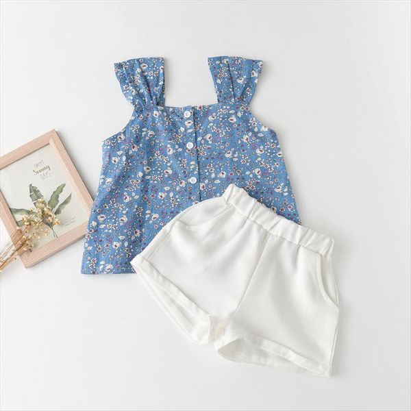 

baby girls clothing sets casual ice cream suit round neck cotton short sleeve t shirt shorts outfits, White