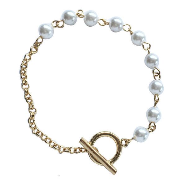 

korean dongdamen pearl female personality asymmetry fashion bracelet, Golden;silver