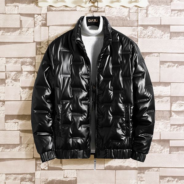 

2021 new down men's bright face short winter stand collar handsome fashion youth thickened et men, Black