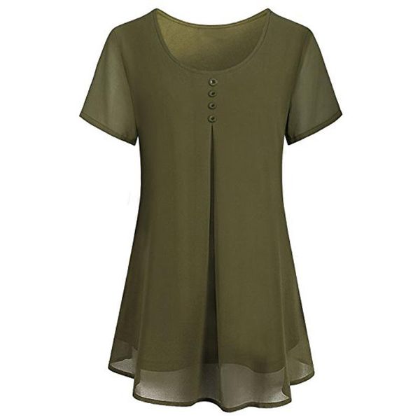 

women's blouses & shirts 2021 summer short sleeve chiffon button sheer blouse shirt women casual plus size ladies korea long blusas fe, White