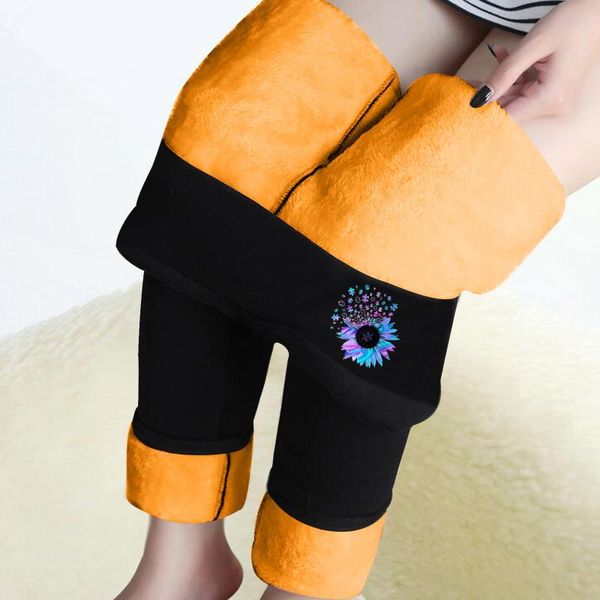 

women's pants & capris 2021 fashion women printed span ladies casual high waist keep warm long autumn winter thermal pantalones mujer a, Black;white