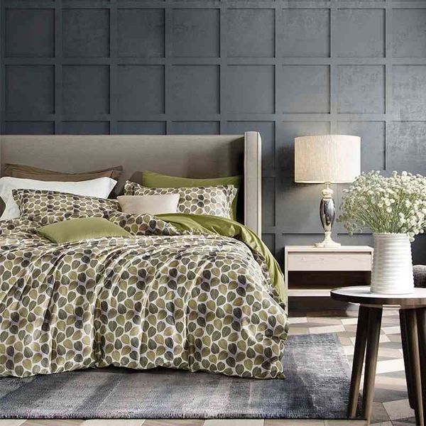 

boho paisley leaves print luxury duvet quilt cover bed sheet pillowcases egyptian cotton soft 4pcs  king size bedding set