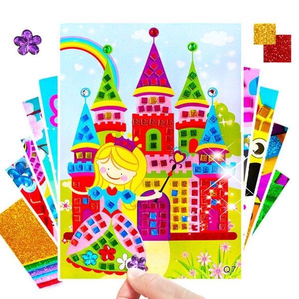 

4pcs 3d crystal acrylic puzzle diy foam eva stickers handmade art cartoon creative educational toys for children gyh