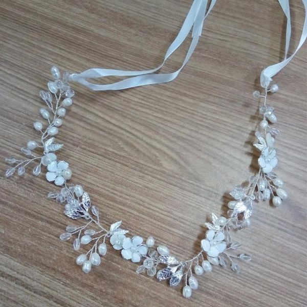 

hair clips & barrettes handmade shell flower brides hairbands real pearls headbands headieces wedding accessories marry cocktail party hairw, Golden;silver