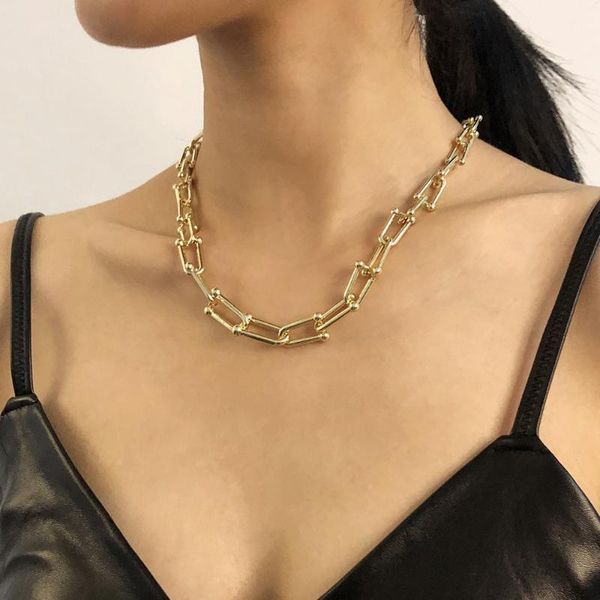 

pendant necklaces phyanic goth cuban gold silver color chunky chain thick linked for women minimalist necklace daily jewelry