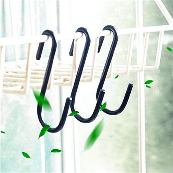 

hooks & rails black s shaped kitchen type for hanging pans pots bag towels 10pcs bathroom clothes pads keys organizer #*
