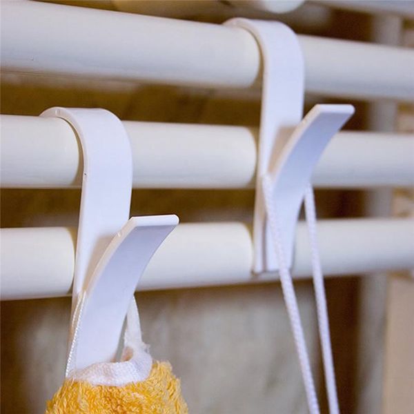 

6pcs home kitchen shower door towel hook plastic hanger storage organizer hooks & rails