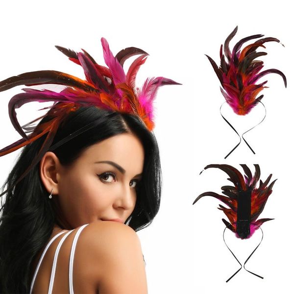 

halloween headdress gothic natural feather headpiece women masquerade headband rave headwear party cosplay hair accessories sashes