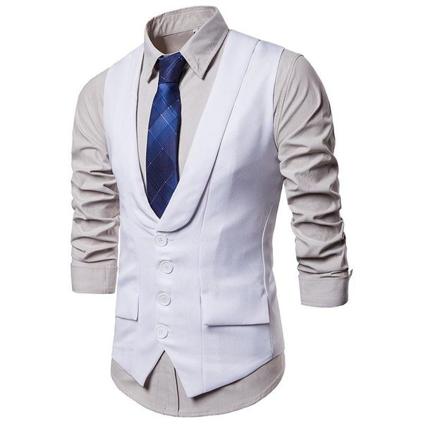 

dress vests for men formal wedding v-neck single-breasted slim fit waistcoat gilet vest sleeveless business chaleco hombre men's, Black;white
