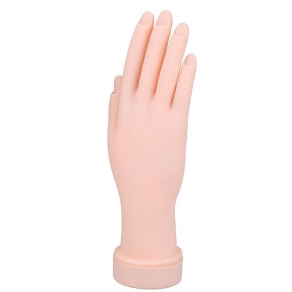 

nail art equipment 1pc practice hand for acrylic nails flexible soft plastic flectional mannequin model training tool acrylic/gel bendable, Silver