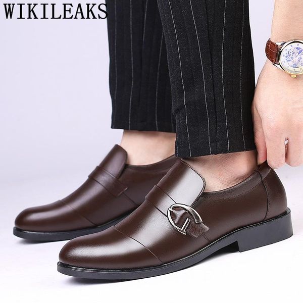 

dress shoes loafers men leather office classic italian business formal brown chaussure homme, Black