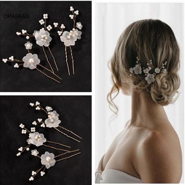 

hair clips & barrettes 3pcs white flower u shaped hairpin pearl elegant pins jewelry accessories for women wedding et, Golden;silver