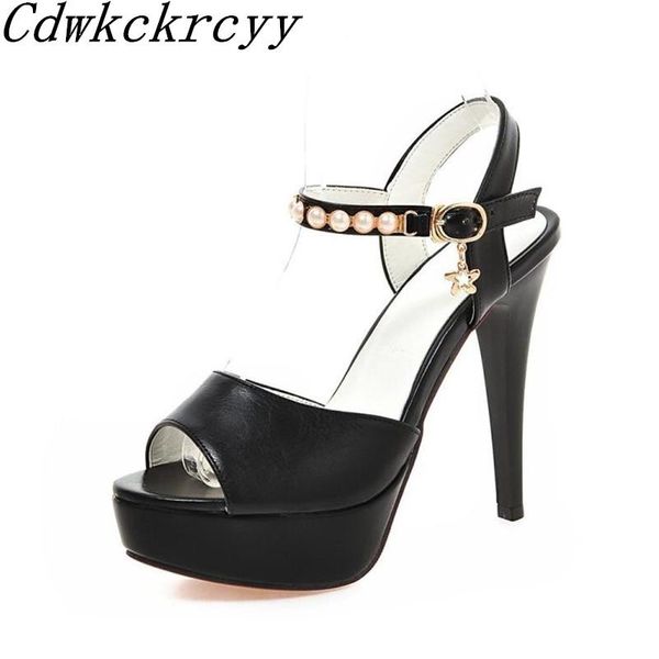 

summer pattern europe and america fashion high-heeled sandals black thick bottom waterproof fine heel women