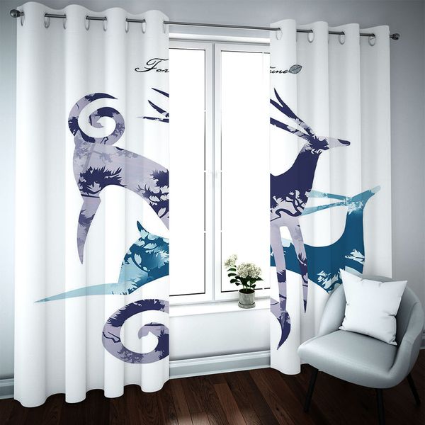 Digital Imprimir Janela 3D Cortina Animal Cortinas para sala de estar Bedroom Blackout Drape Cortiinas
