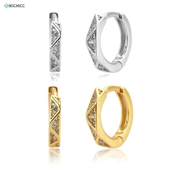 

other kikichicc 100% 925 sterling silver 8.5mm rock punk piercing huggies hoops 2021 fashion cz zircon earrings luxury jewelry, Golden;silver