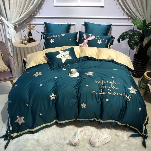 

bedding sets one-piece princess style 60 egyptian long-staple cotton embroidered four-piece quilt cover 100%