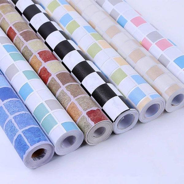 

wallpapers 5m/10m mosaic tiles wallpaper kitchen bathroom decoration films living room stickers home decor pvc self adhesive wall paper