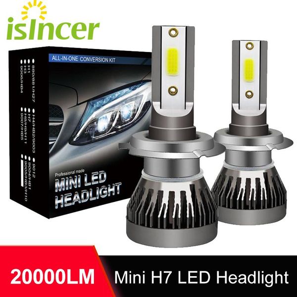 

car headlights 1 pair h7 led headlight bulb kit 100w 20000lm pure white bulbs 6000k 12v headlamps auto fog head lamp lights