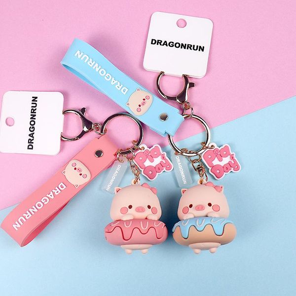

keychains year creative pig gifts accessories lovely doughnut backpack pendant car toy key chains, Silver