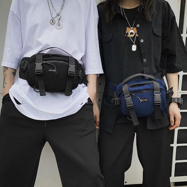 

women nylon waist bag fashion hip hop chest pack korean sports crossbody fanny handbag function purse bags