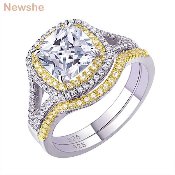 

she 925 sterling silver halo yellow gold color engagement ring wedding band bridal set for women 1.8ct cushion cut aaaaa cz 211217, Slivery;golden