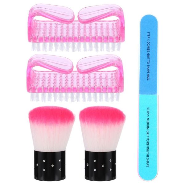 

nail brushes 5pcs manicure set file handle grip brush dust cleaning, Yellow