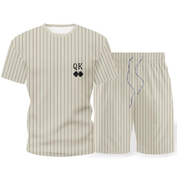 

men's tracksuits t-shirt a maniche corte casual da uomo set estivo nuova stampa pantaloncini in due pezzi s-5xl, Gray