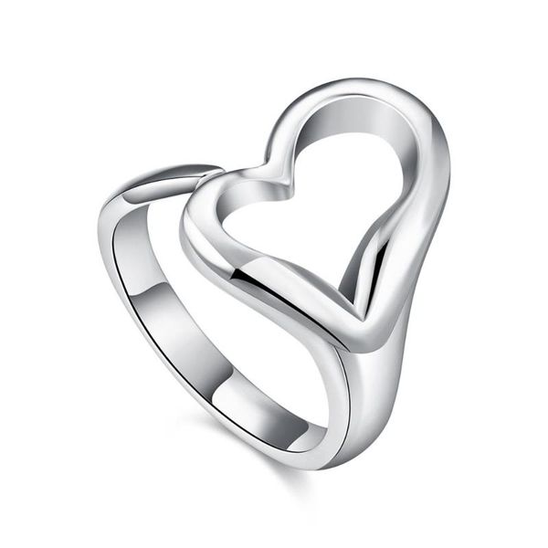 

cluster rings the 925 sterling silver heart-shaped open ring is suitable for women's wedding engagement party jewelry, Golden;silver
