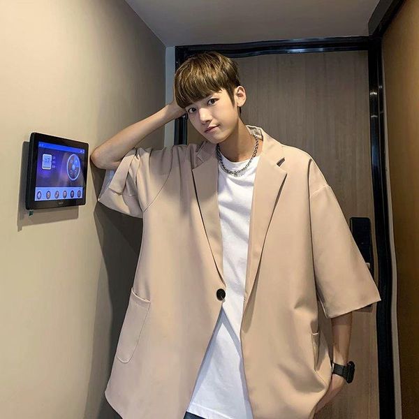 

men's suits & blazers light mature style summer loose short sleeve small suit coat ruffian handsome trend thin, White;black