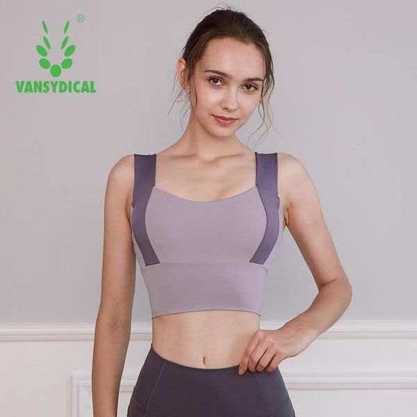 

yoga outfit vansydical width strap sports bra color matching high waist women fitness gym workout strenuous exercise sportswear