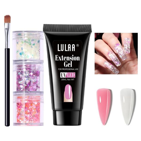

nail glitter nails extension ua led art gel set clear crystal false tips paper holder builder model glue manicure tools, Silver;gold