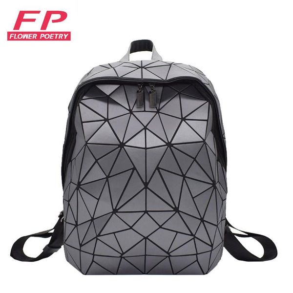 

backpack 2021 luminous women men 15-inch lapbackpacks student school bags holographic geometry travel bagpack bag