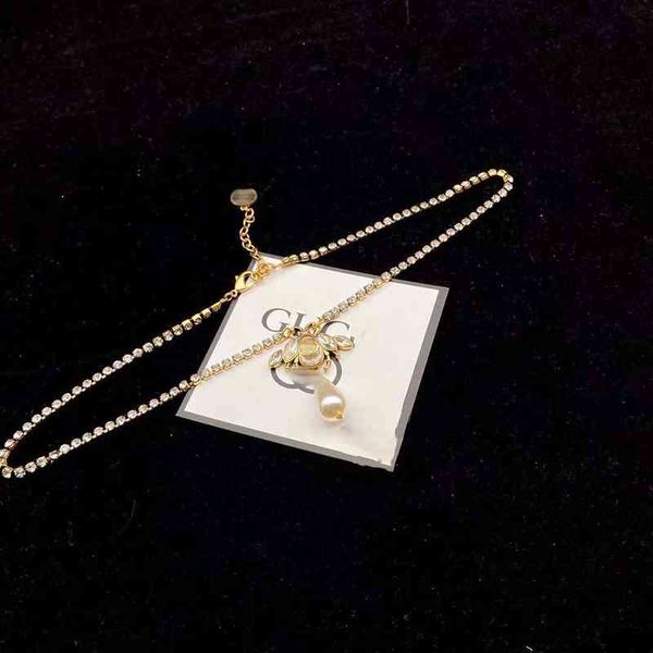 

the new 74% off ancient inlaid bee pendant pearl necklace bracelet double full diamond chain setp8g0, Silver