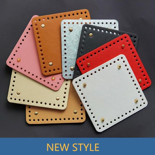 

bag parts & accessories rectangular pattern diy woven bottom hand leather base plate square 15cm, Black