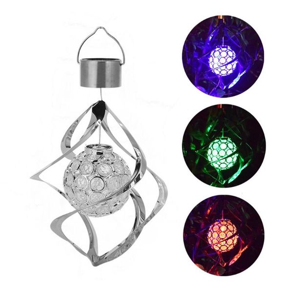 

lawn lamps color changing solar powered led wind chimes spinner outdoor hanging spiral garden light courtyard decoration drop