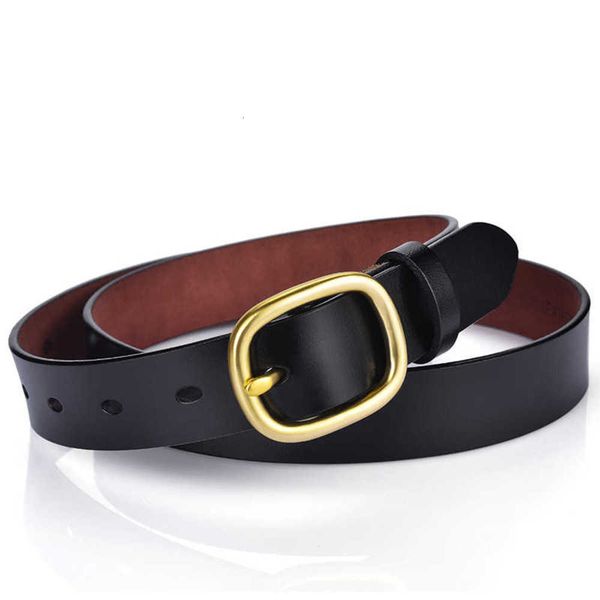

2021 women's belt leather pure cow simple versatile korean decoration, Black;brown