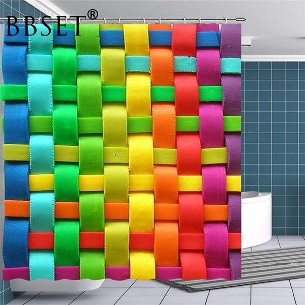 

shower curtain colorful woven small lattice pattern waterproof multi-size douchegordijn bathroom decor with hooks curtains