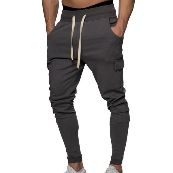 

men's pants vogue nice casual skinny mens joggers sweatpants gyms fitness workout brand track autumn male fashion trousers, Black