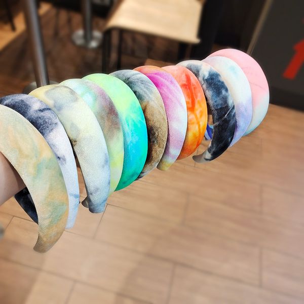 

tie dye sponge padded headband fashion hairband bezel turban elegant women girls hair accessories headwear hoop, Silver
