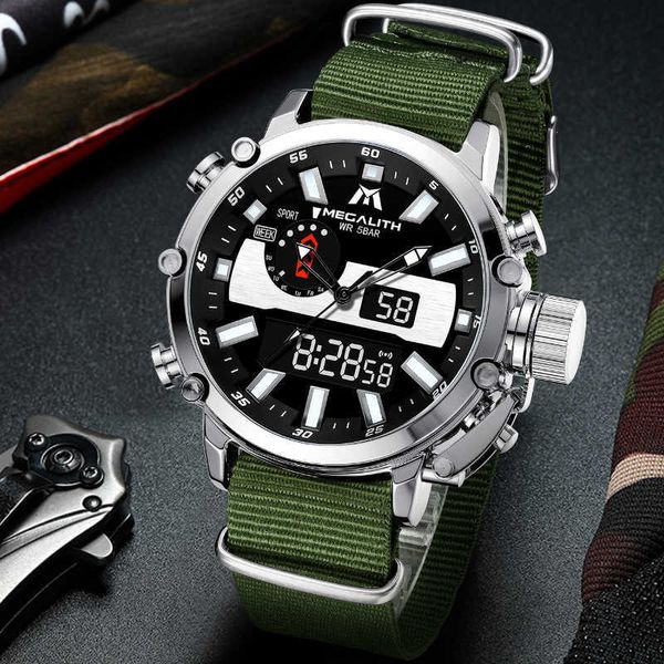 Megalith Mens Digtal Watch Drop Sport Analog Analog Analog Кварц Многофункциональный двойной дисплей с протоколом тревоги 8229 210728