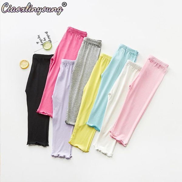 

trousers ciaoxlinyoung baby kids girls clothes cropped pants with wooden ears korean style summer modal leggings for 2-10 years, Blue