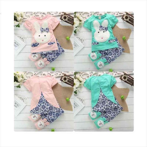 

2 style lovely cute casual newborn baby boy cotton long sleeve o neck pullover cartoon rabbits print shirt pants, White