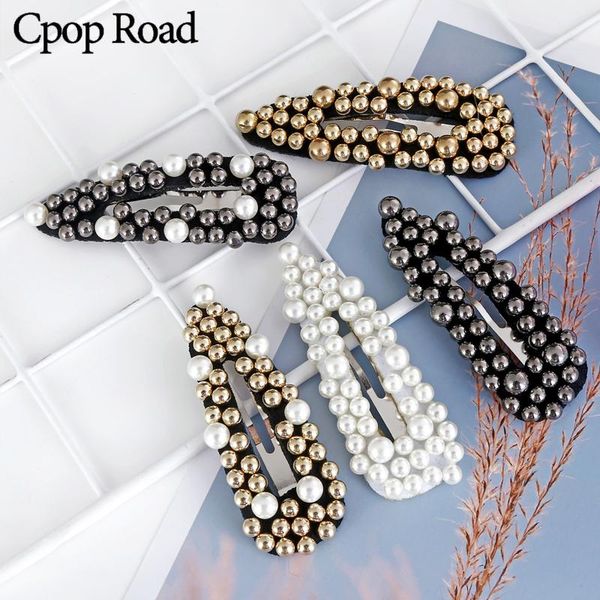

hair clips & barrettes cpop trendy pearl clip for women metal snap wedding bridal accessories tear drop barrette stick hairpin, Golden;silver