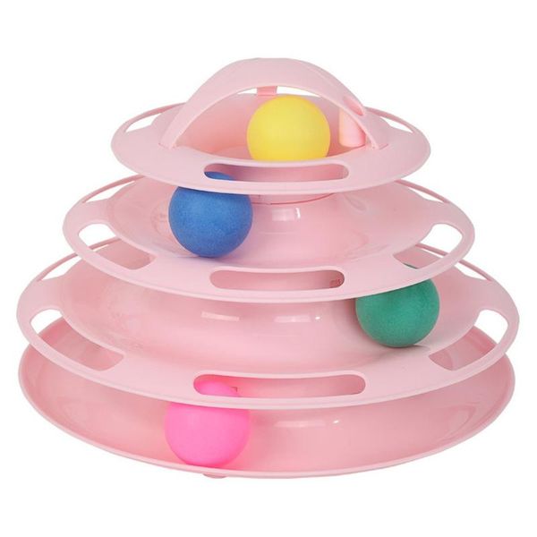 

cat toys cats turntable balls 4 layers play track plate funny tower puzzle grind amusement ball training